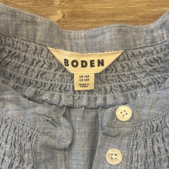 Boden 100% Linen Ada Midi Dress in Grey Blue Chambray Women's Size 10 - Picture 3 of 15